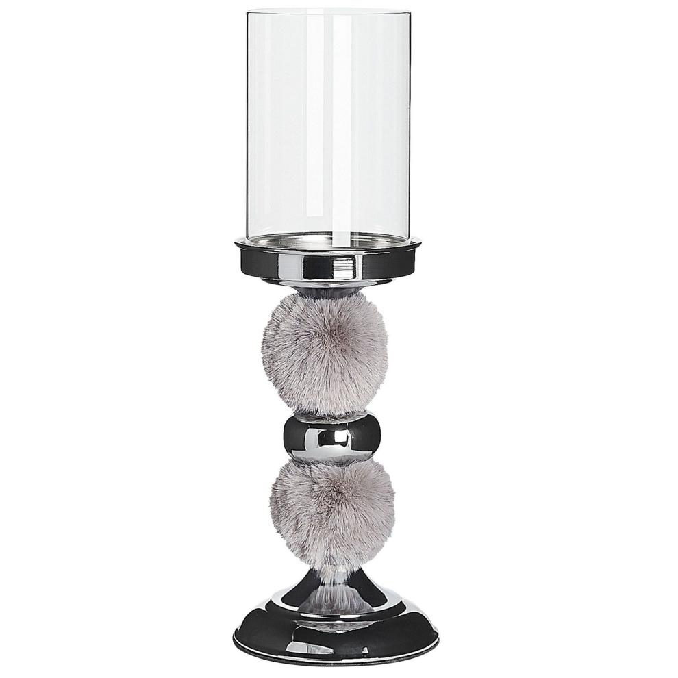 Candle Holder PADRE Glass 38 cm Silver Grey