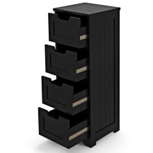 Floor Storage Bathroom Cabinet w/ 4 Drawers Freestanding Storage Black