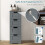 Costway Floor Storage Bathroom Cabinet w/ 4 Drawers Freestanding Storage Grey 8