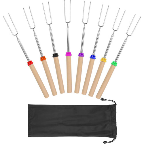 Marshmallow Roasting Sticks, Smoked Skewers Telescopic Rotating Fork