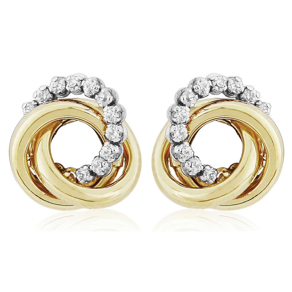 9ct Gold  CZ Trilogy Knot Stud Earrings 8mm - SENR02569