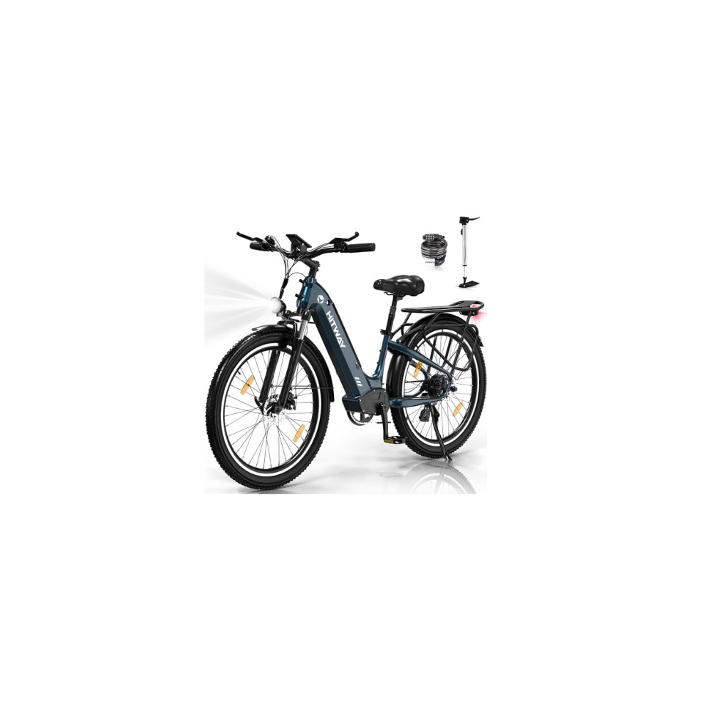 (Blue) HITWAY 26x3.0 Electric Bike,bk16,250W City Cruiser E Bike