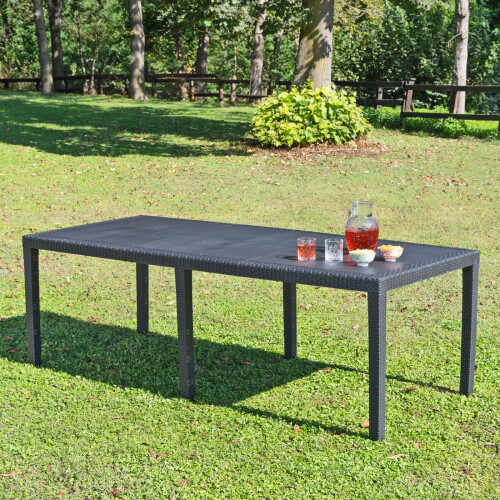 Long Anthracite Rectangular Garden Table Outdoor Patio Dining Furniture 1