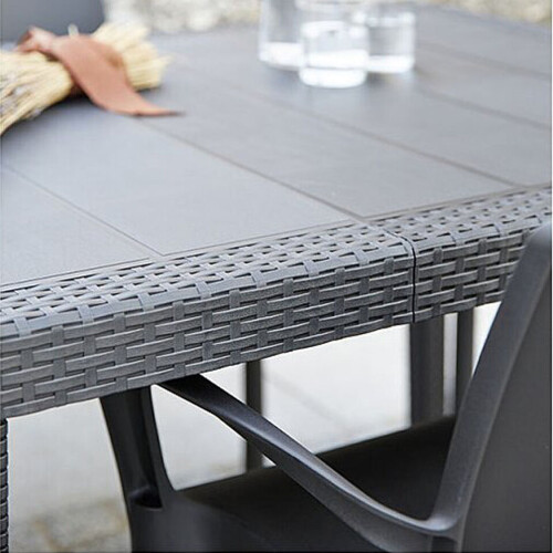 Long Anthracite Rectangular Garden Table Outdoor Patio Dining Furniture 2