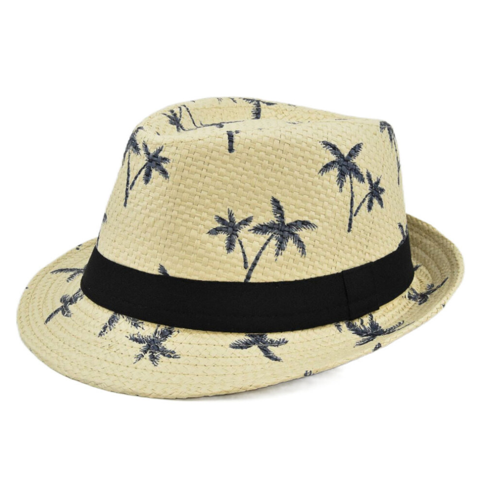 (Yellow, Adult) Outdoor Sun Protection Coconut Tree Shape Jazz Hat Mens Casual Beach Straw Hat