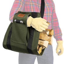 Canvas Firewood Log Carrier - The World's Ergonomic Firewood, Kindling, And Log Carrier Green