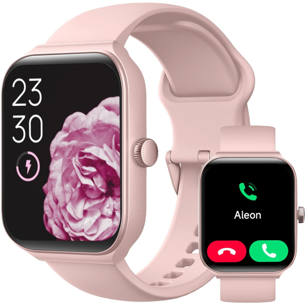 (pink) Women's Smartwatch Alexa Built-in, 1.95 Inch Fitness Tracker with Answer/Make Calls, IP68 Waterproof/Heart Rate Sleep Tracker/100 Sports Modes