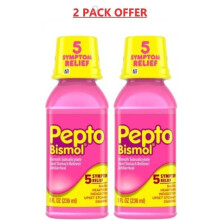 Pepto Bismol Heartburn Indigestion Liquid 236 ml 8fl oz - 2 PACK OFFER