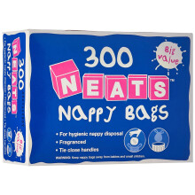 Neats Nappy Bags 300 Bulk Box - Tie-Handle Disposable Sacks for Nappies, Wipes & Diapers with Fresh Fragrance