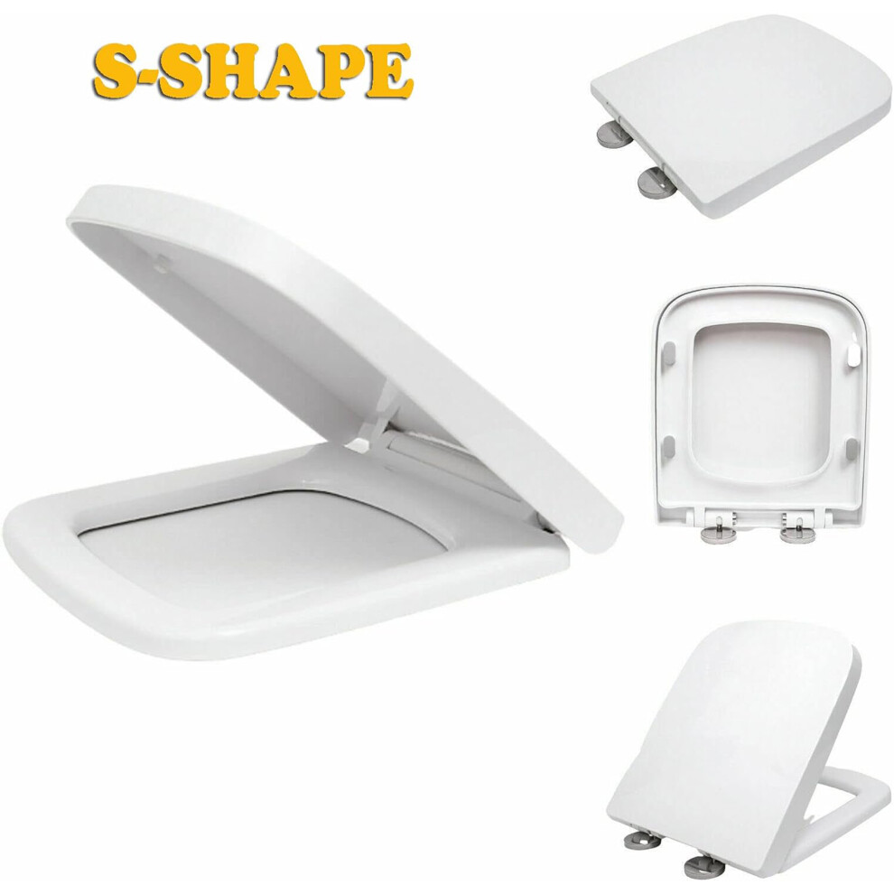 Square Shape Toilet Seat Universal Durable Loo Seat Simple Top Fixing Adjustable Hinges Anti-Bacterial