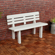 (White) 2 Seater Plastic Garden Bench Outdoor Furniture