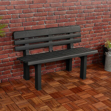 (Anthracite) 2 Seater Plastic Garden Bench Outdoor Furniture