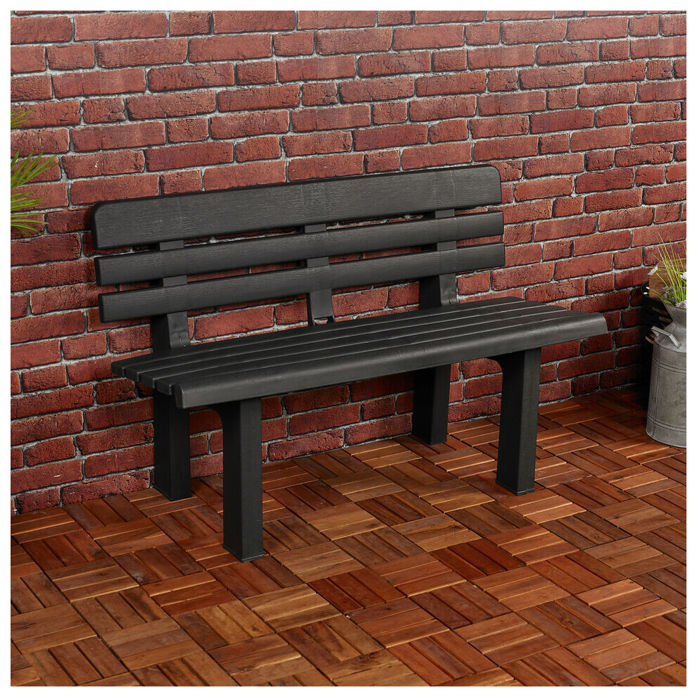 (Anthracite) 2 Seater Plastic Garden Bench Outdoor Furniture-image-OPC-PDR2FTM-NEW