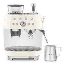 Smeg EGF03CRUK Espresso Coffee Machine with Grinder, 20 Bar Pump, 2.4L, 1650W, Cream