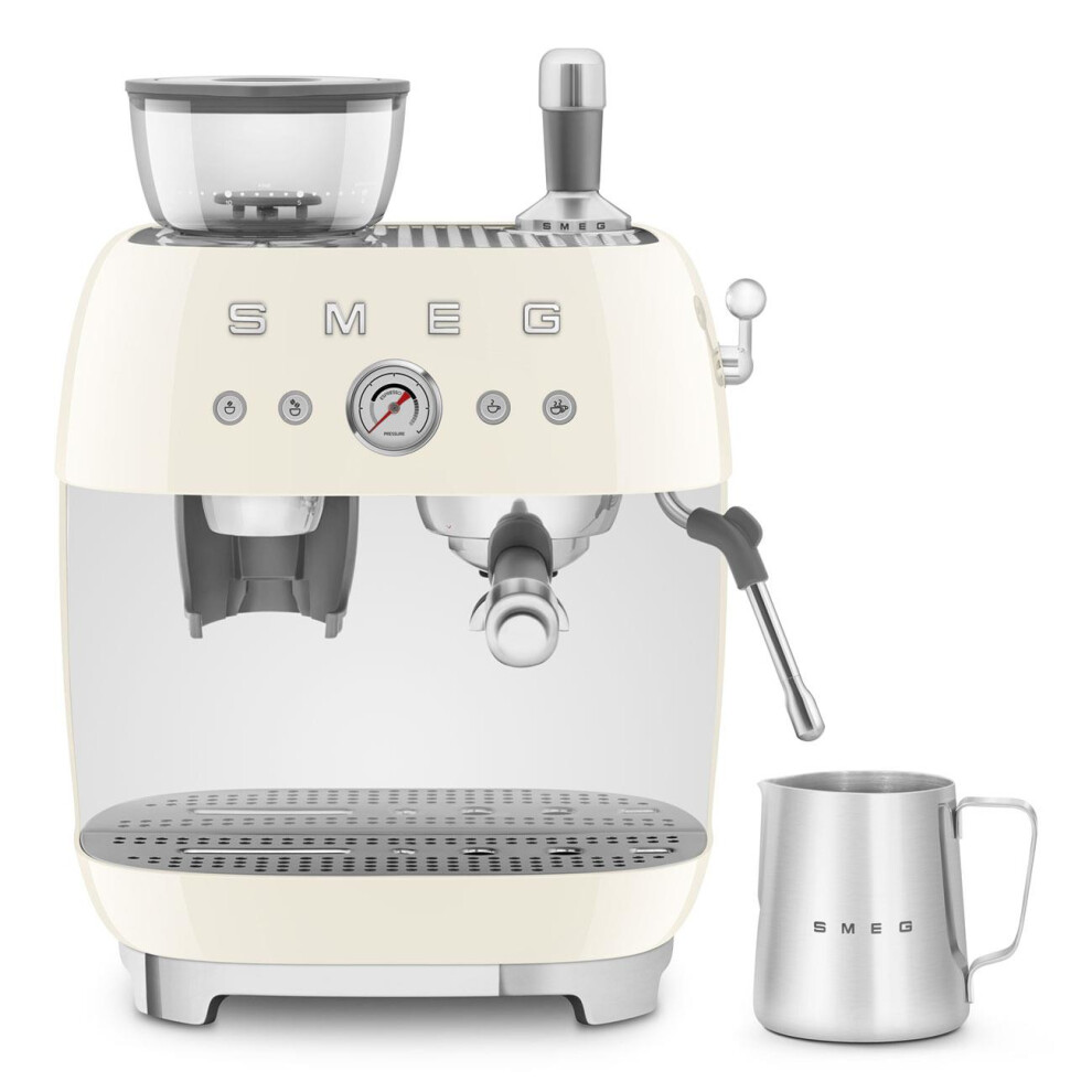 Smeg Unisex Cream Espresso Coffee Machine W/ Grinder, Stainless Steel, Egf03cruk | Size: A - Image 2