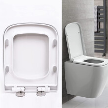 Soft-Close Toilet Seat with Quick-Release Hinges, Top-Fix, Stay-Tight, Square-Shape, Easy-Clean PP