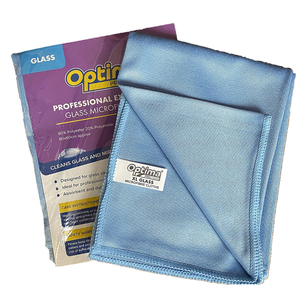 Optima Xl Glass Large Microfibre Cleaning Cloth 60Cm X 80Cm - Blue