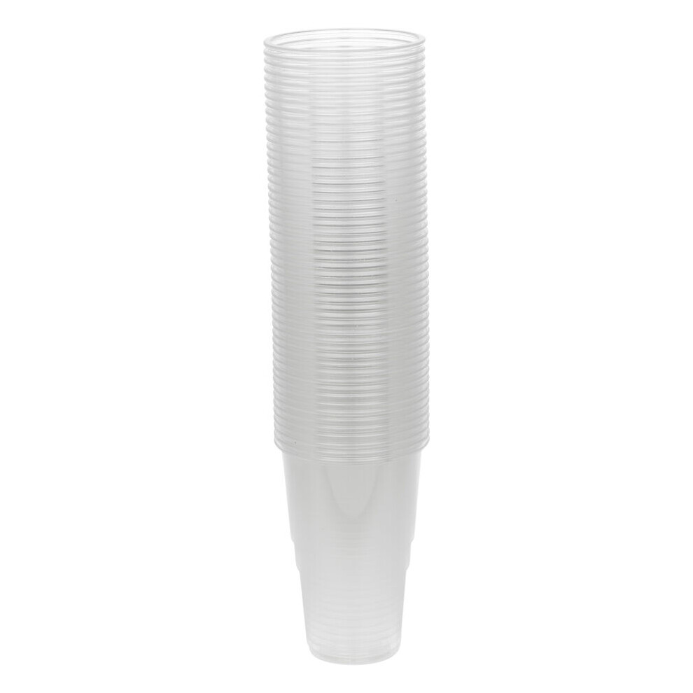 (50 Cups) 568ml Clear Strong Plastic Full Pint Glasses Disposable Reusable Party Cups UKCA