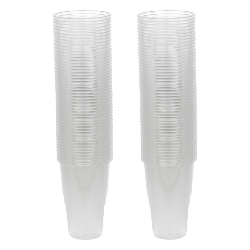 (100 Cups) 568ml Clear Strong Plastic Full Pint Glasses Disposable Reusable Party Cups UKCA