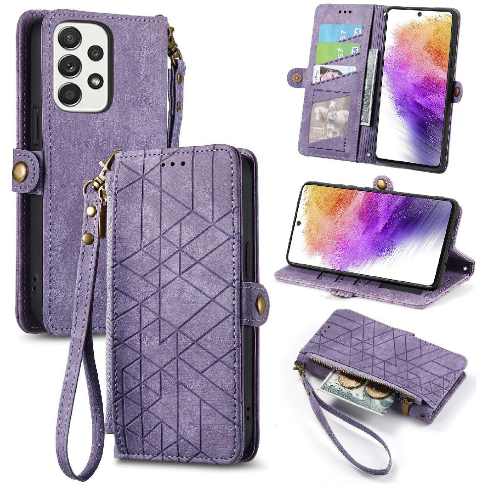 (Purple) Flip Case For Samsung Galaxy A73 5G Flip Cover Leather Case Simple Business Wallet Shockproof Purple 764762621704