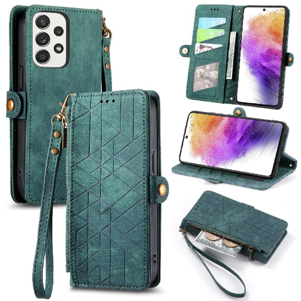 (Green) Flip Case For Samsung Galaxy A73 5G Flip Cover Leather Case Simple Business Wallet Shockproof Green 764762621681