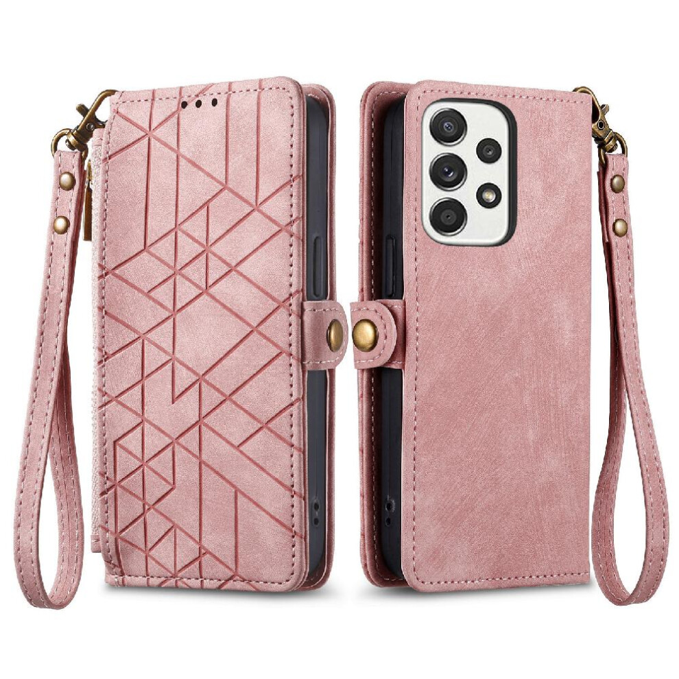 (Pink) Flip Case For Samsung Galaxy A73 5G Flip Cover Leather Case Simple Business Wallet Shockproof Pink 764762621674