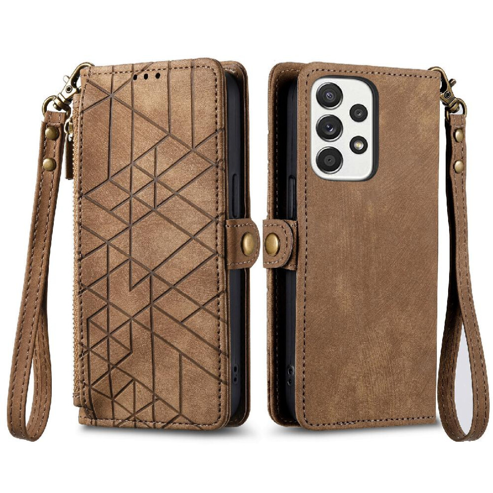 (Brown) Flip Case For Samsung Galaxy A73 5G Flip Cover Leather Case Simple Business Wallet Shockproof Brown 764762621711