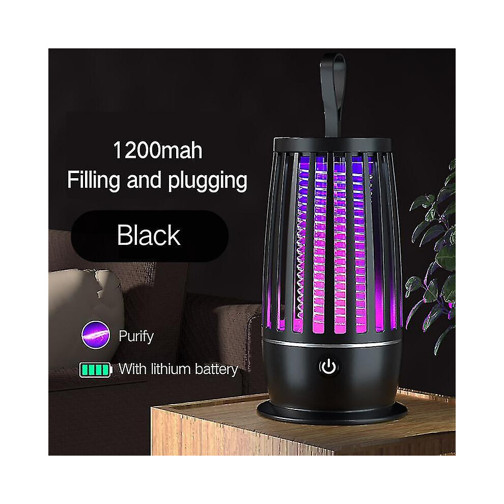 (Black battery) 2023 New Electric Shock Mosquito Killer Lamp Usb Fly Trap Zapper Insect Killer Repellent