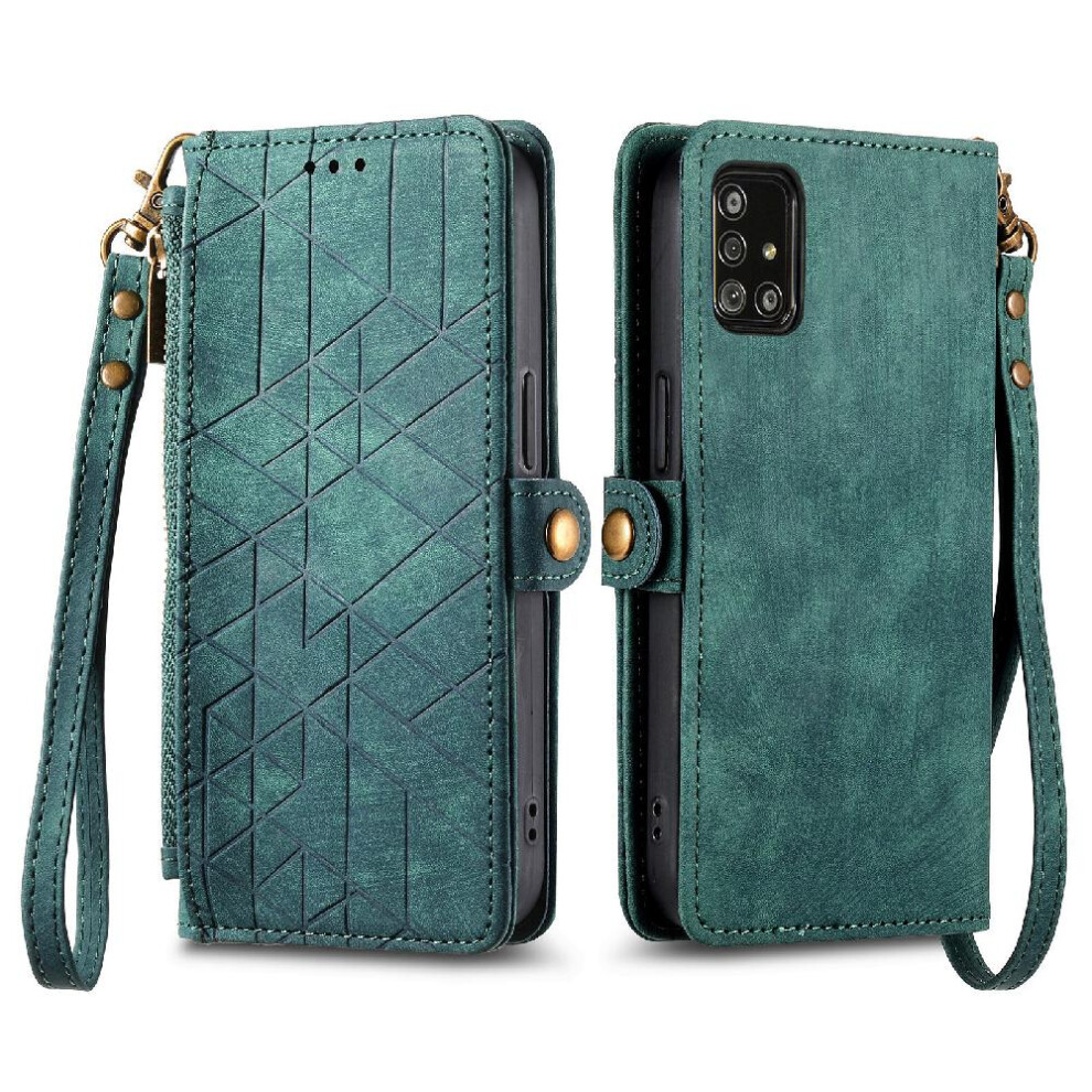 (Green) Flip Case For Samsung Galaxy A71 5G Leather Case Shockproof Flip Cover Simple Business Wallet Green 764762621742