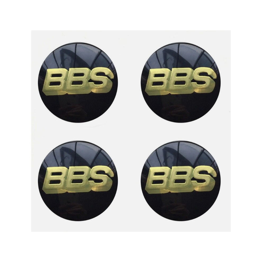 (65mm - BBS (Black Gold)) 4pcs 50mm/56mm/65mm/70mm BBS Logo Car Wheel Center Hub Cap Emblem Badge Stickers For Sport