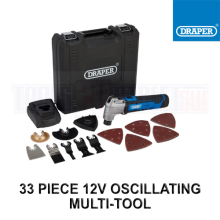 Draper 33 Piece 12V Oscillating Multi-Tool, 1 x Battery, 1.5Ah, 1 x Fast Charger 19392