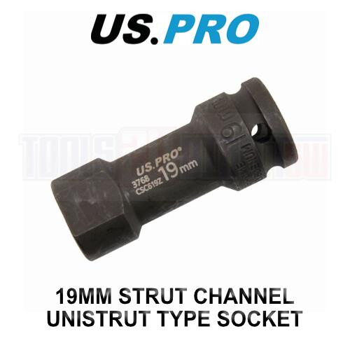 US PRO Tools 19mm Strut Channel Socket Unistrut Type Length 72mm 1/2" DR 3768