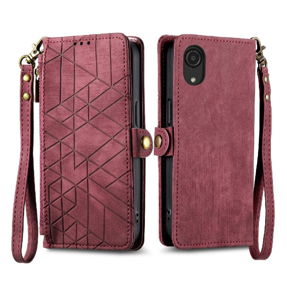(Red) Flip Case For Samsung Galaxy A03 Core Simple Business Flip Cover Leather Case Wallet Shockproof Red 764762622350