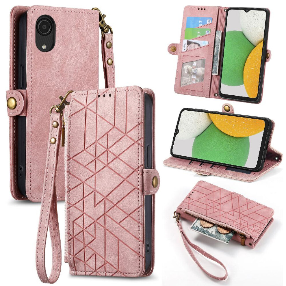 (Pink) Flip Case For Samsung Galaxy A03 Core Simple Business Flip Cover Leather Case Wallet Shockproof Pink 764762622336