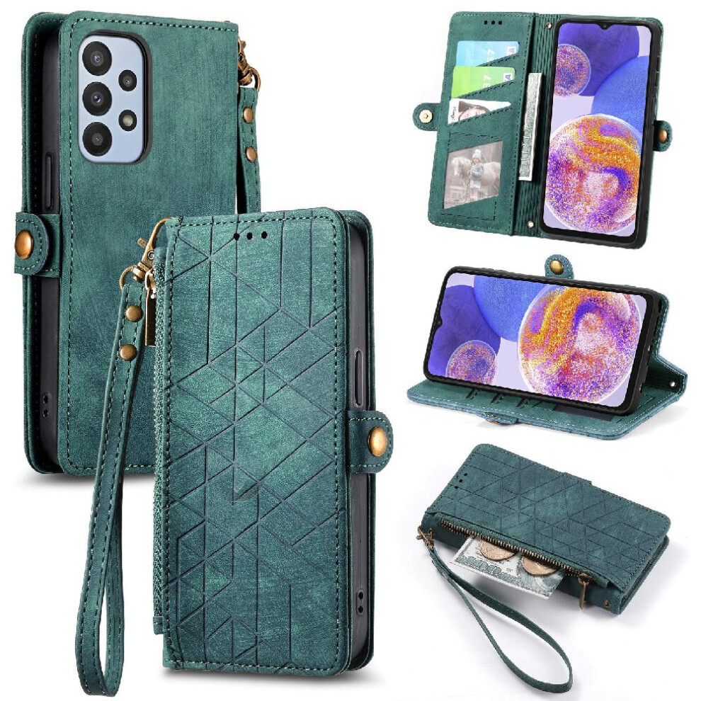 (Green) Flip Case For Samsung Galaxy A23 5G Simple Business Shockproof Leather Case Flip Cover Wallet Green 764762622404