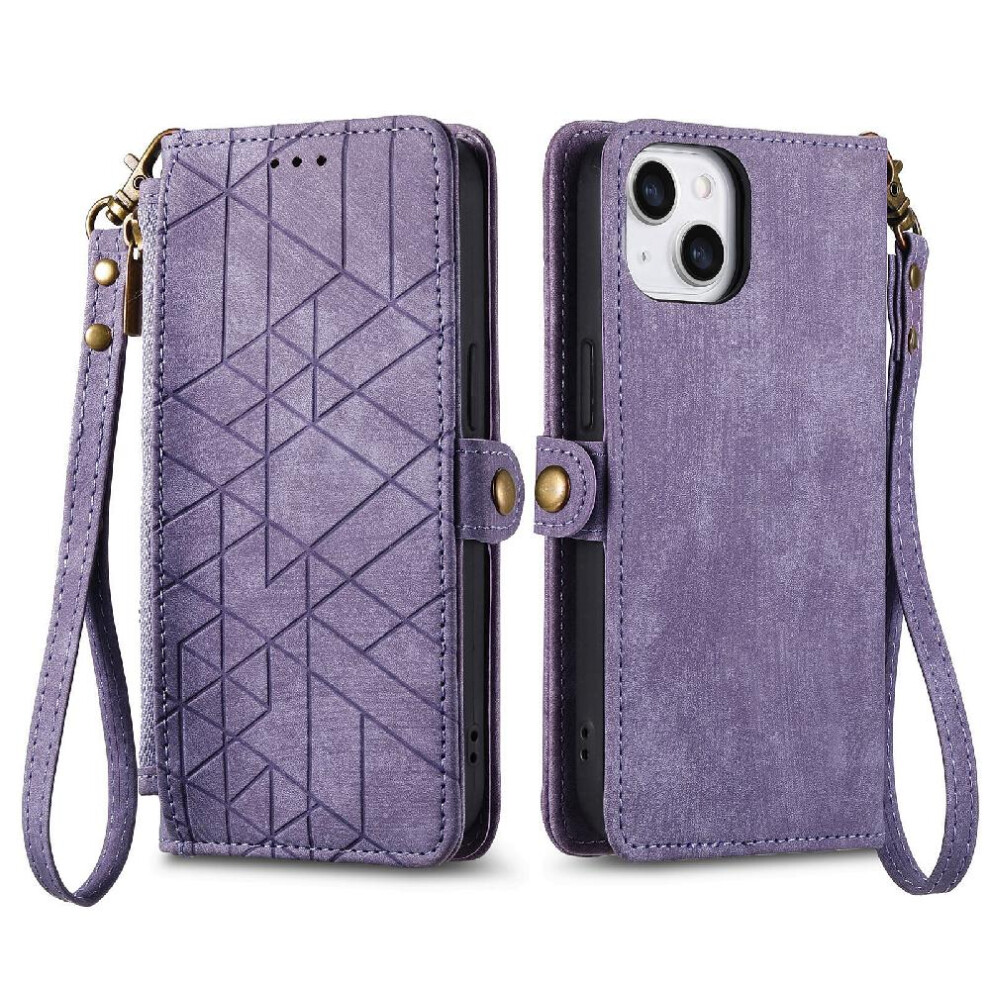 (Purple) Flip Case For Iphone 14 Wallet Shockproof Simple Business Flip Cover Leather Case Purple 764762622480