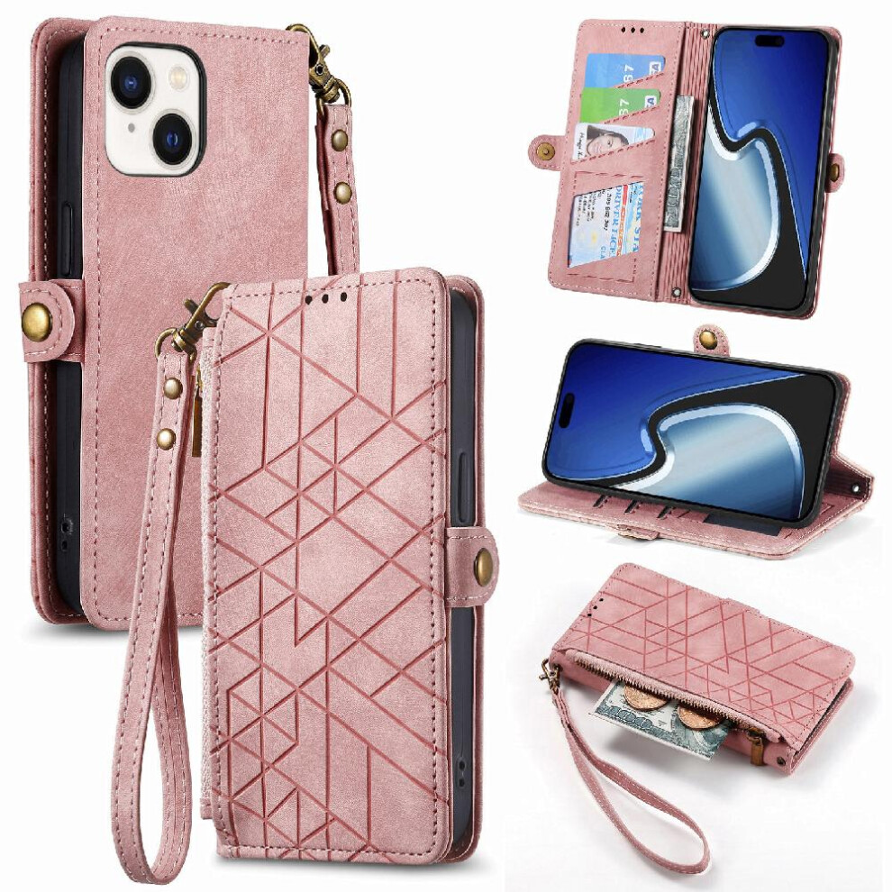 (Pink) Flip Case For Iphone 15 Simple Business Wallet Leather Case Shockproof Flip Cover Pink 764762622510
