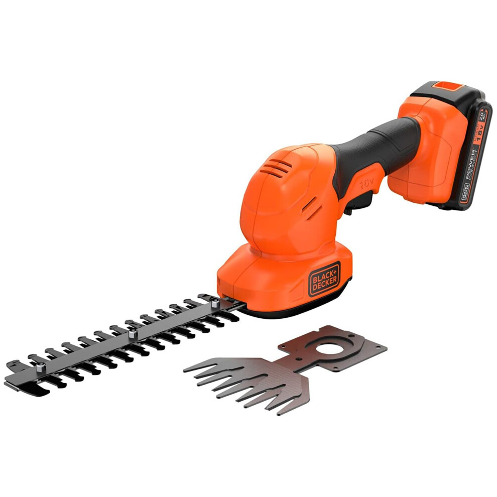 + Decker & Decker 18V Shear Shrubber With 2Ah Battery And 1A Charger Black