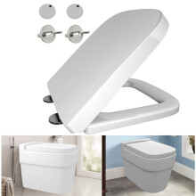 Toilet Seat and Lid with Adjustable Hinges and Quick Release for Easy Clean Square Shape Toilet Lid