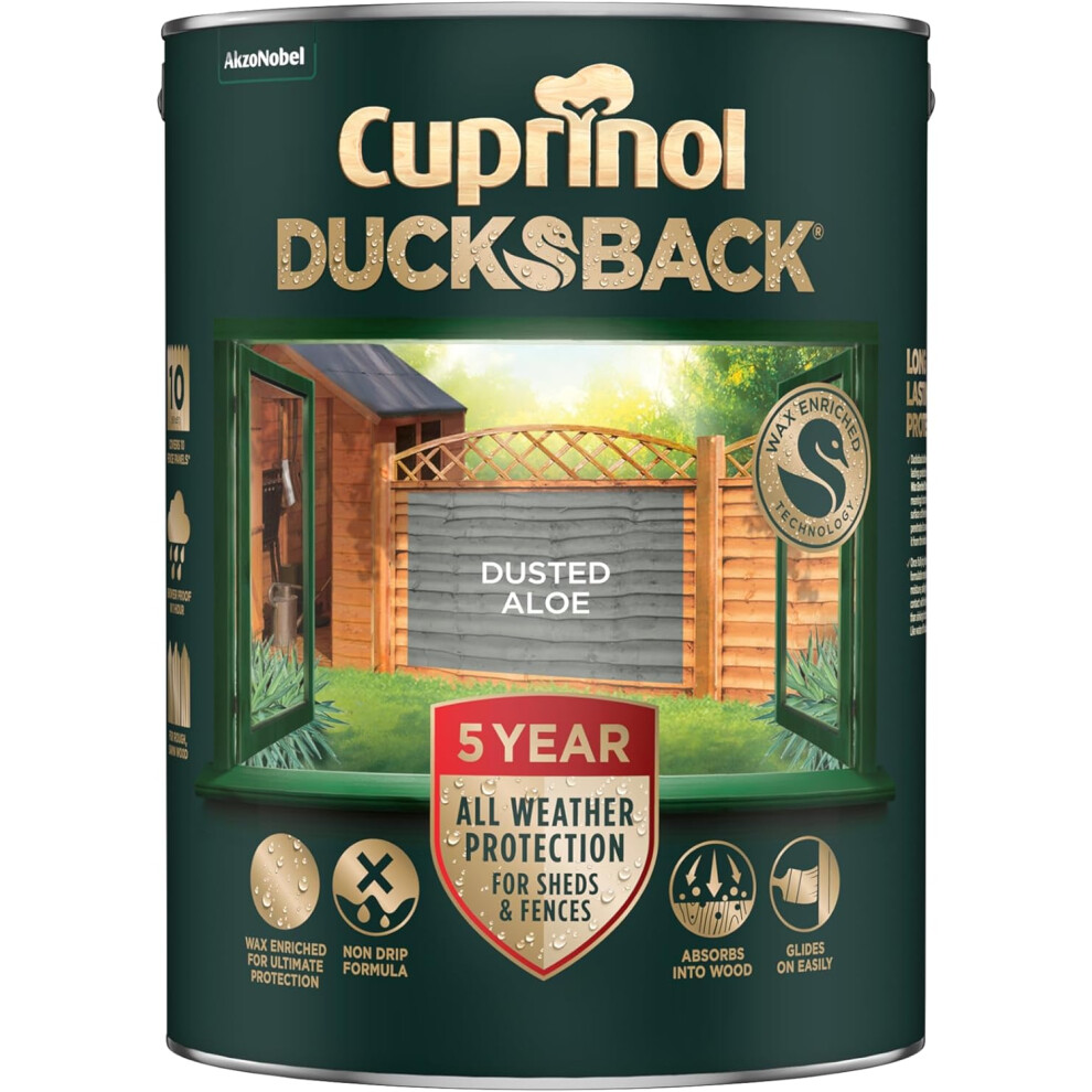Cuprinol Ducksback 5L Paint Dusted Aloe