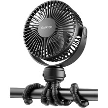 GAIATOP Mini Portable Pram Fan Rechargeable Small Clip on Fan for Stroller Detachable 3 Speed 360° Rotate Flexible Tripod Handheld Desk Cooling Fan