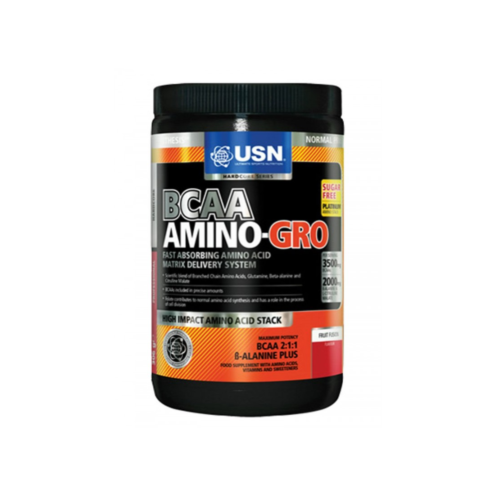 USN BCAA AMINO-GRO Supplement Stamina & Recovery Training Stack Orange 300g