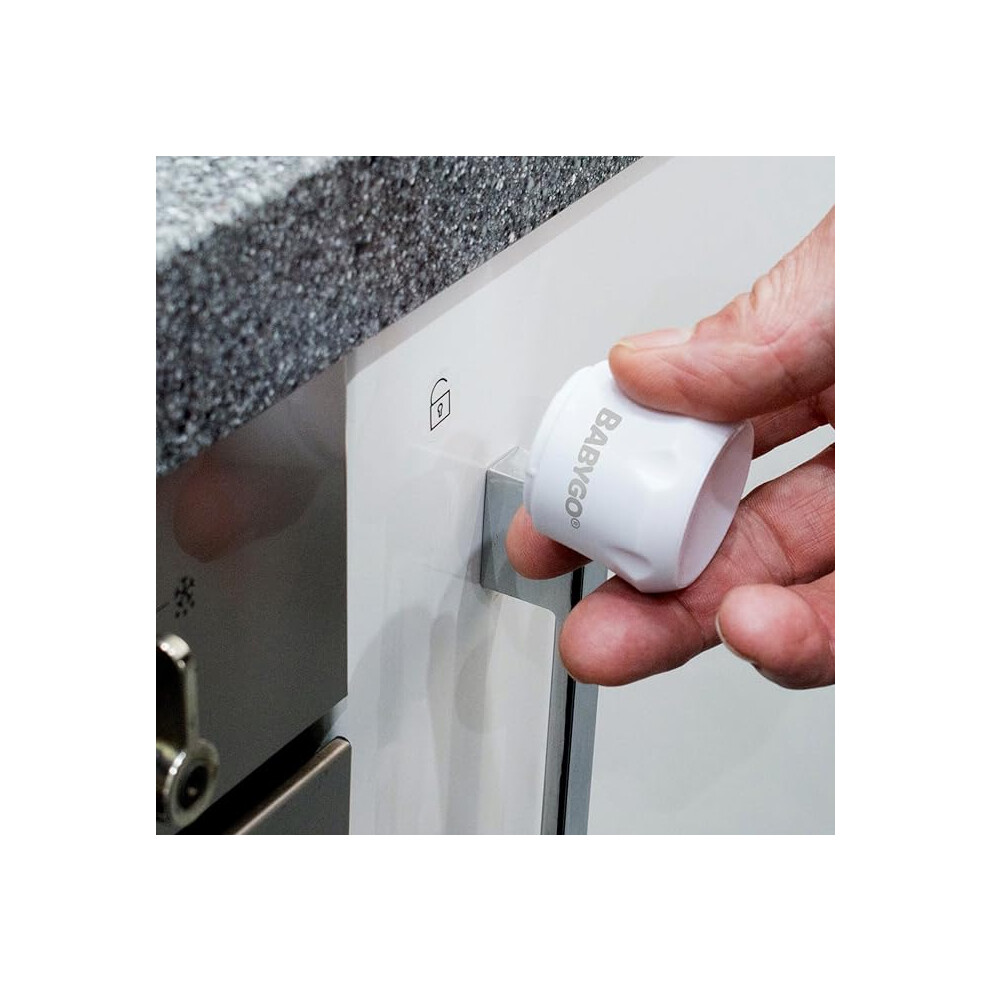 BABYGO Magnetic Child Safety Cupboard Locks for Children 10 Locks, 2 Keys & 8 Free Corner Protectors Baby Proofing Kitchen Cabinets & Drawers Easy 30