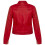 (XL) Women's Plain Red Leather Biker Motorcycle Jacket 3