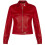(XS) Women's Plain Red Leather Biker Motorcycle Jacket 1