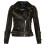 (M) Women's Black Leather Biker Brando Motorcycle Jacket 1