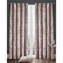 (66x72", Pink) Kampala Hill Crushed Velvet Fully Lined Eyelet Curtains Ring Top Curtain Pair