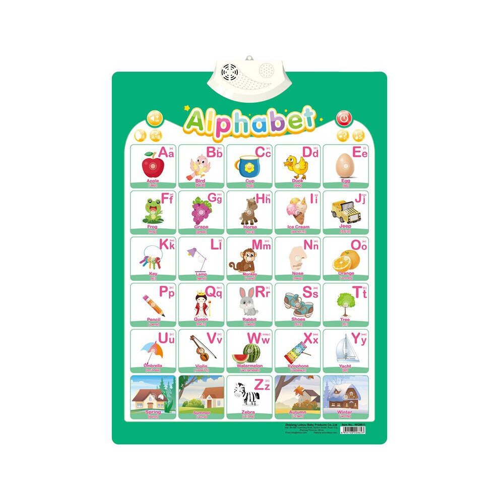 (B) My Body Pvc Kid Cognitive Abc Wall Chart Educational Audio Talking Poster Aihongtai