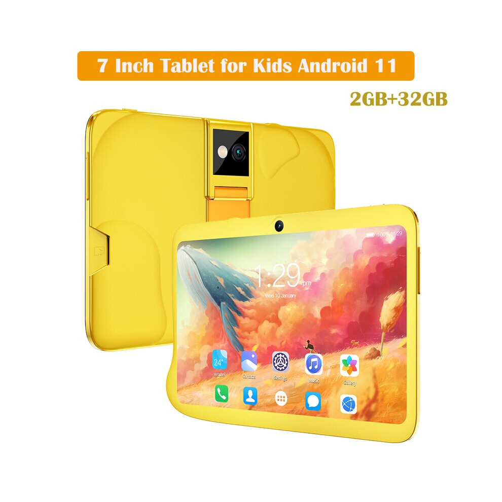 (-Eu) Learning Tablet For Kids Android 11 7 Inch 2Gb 32Gb Kids Tablet Toddler Yellow 9069499965284