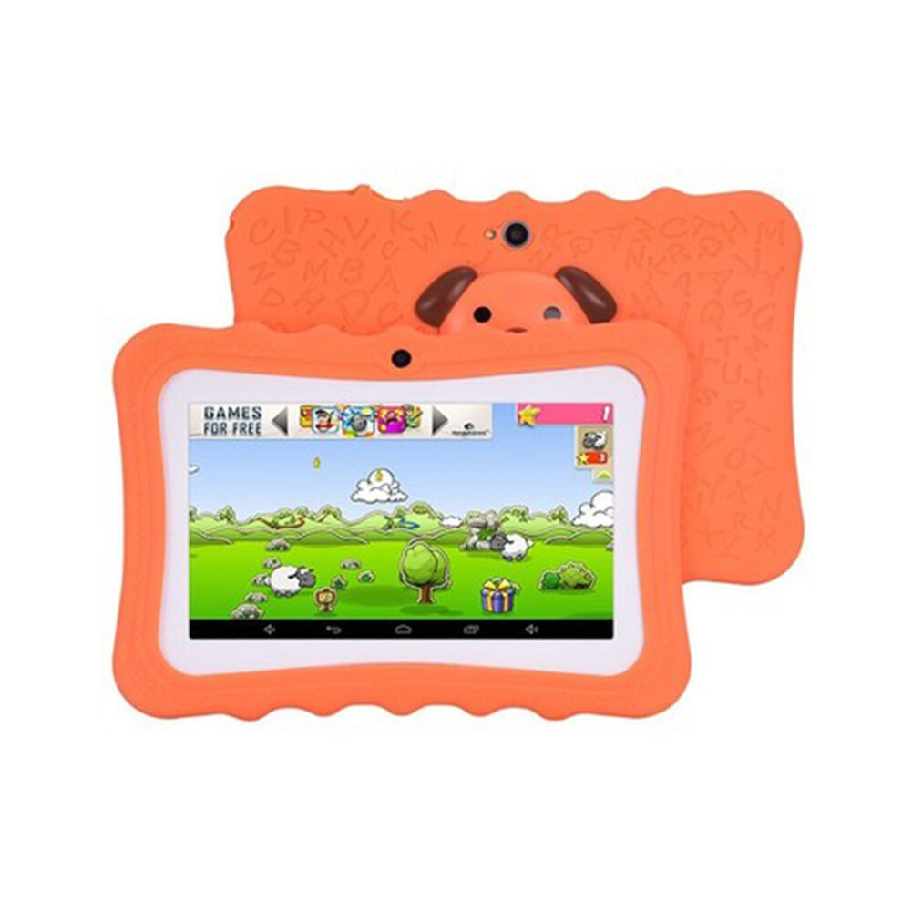 (Orange with bracket) Learning Tablet for Kids Android 10 7 Inch 2GB 16GB Kids Tablet Toddler